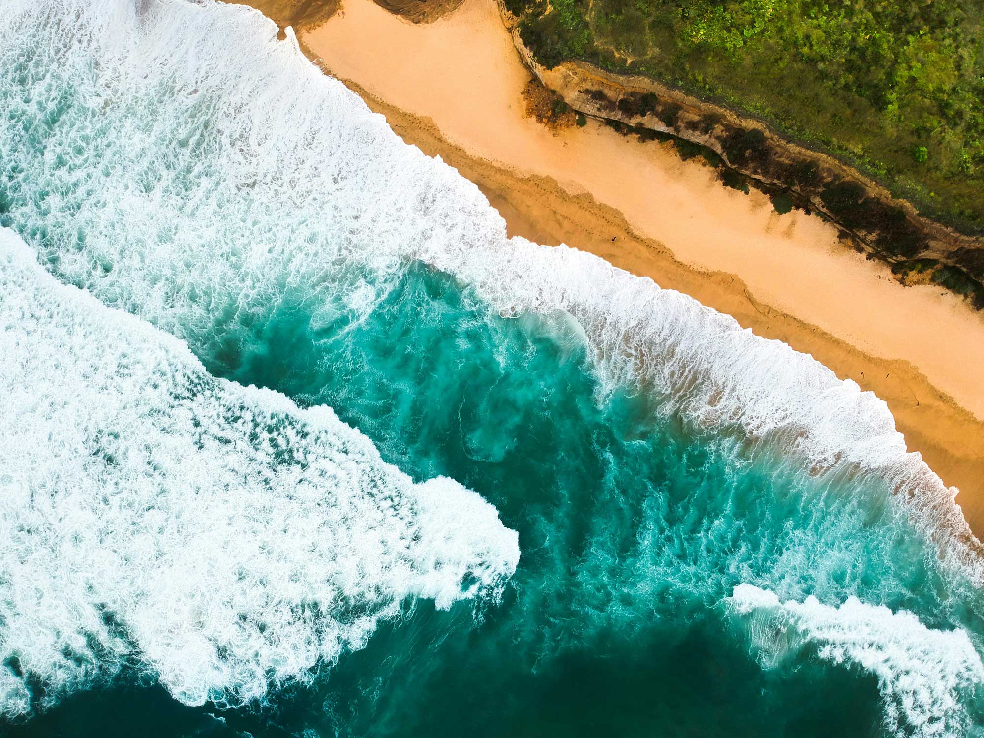 arial view of a remote beach